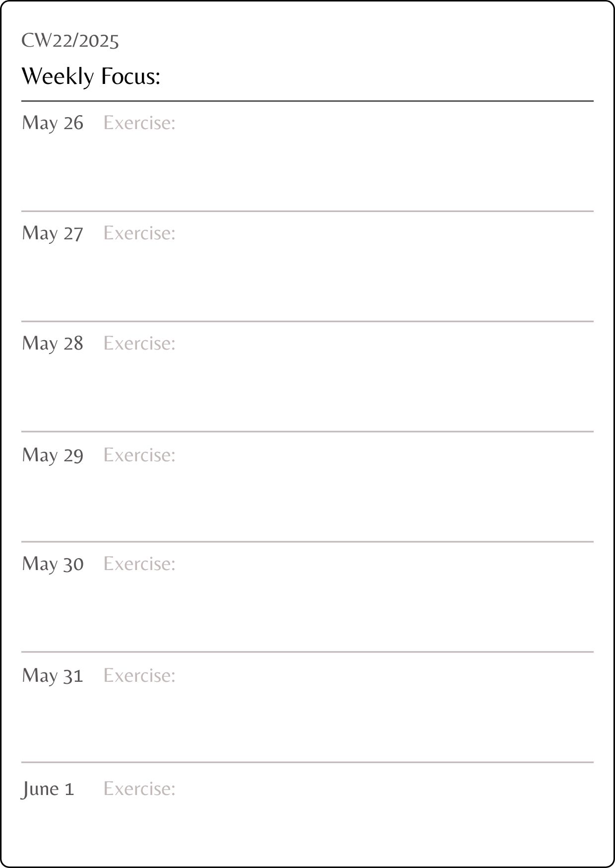 Weekly Calendar Page